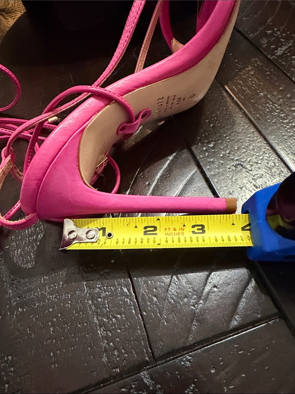 SCHUTZ Hot Pink Strappy High Heel Sandals with Gold Accent - Picture 5 of 6